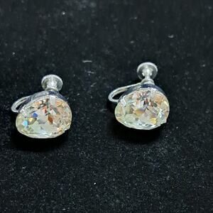 Vintage Eisenberg Ice 1940's screwball Rhinestone silver earrings